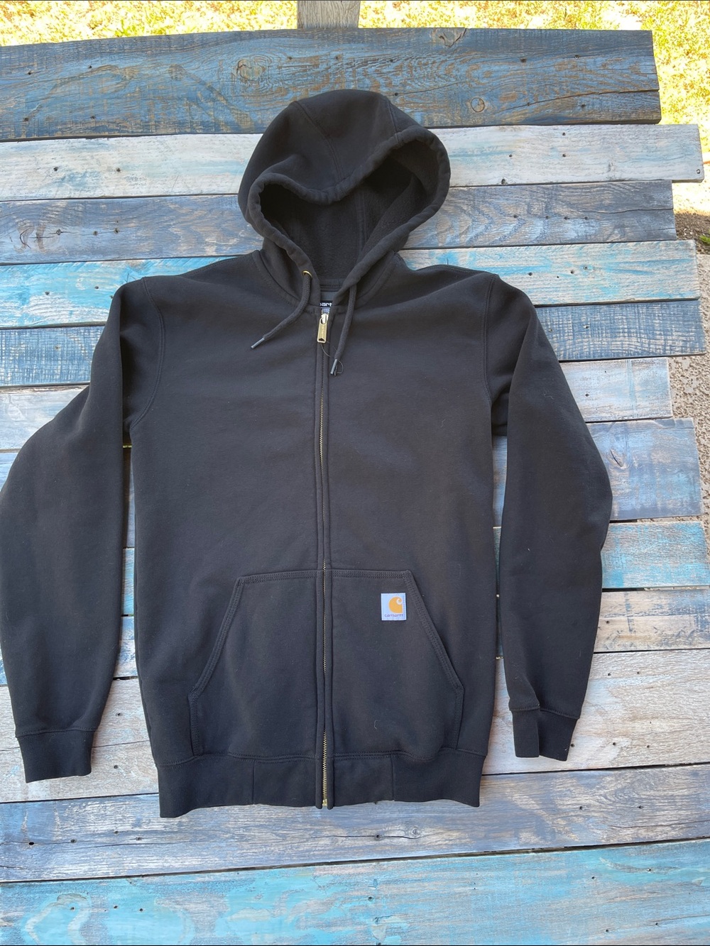 Carhartt TS0122-M Hoodie Black Full-Zip Work Sweatshirt Men’s Small
